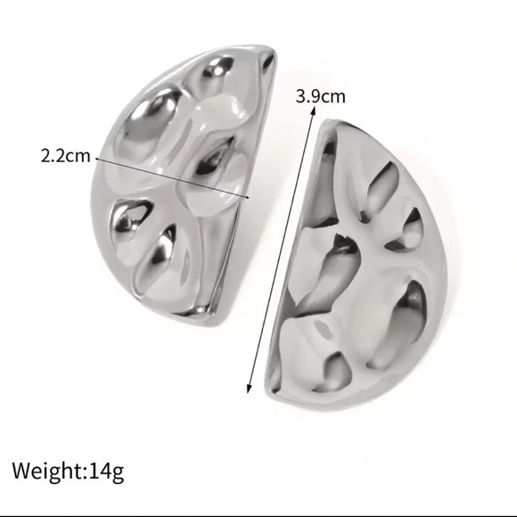 Silver Bean Stainless Steel Waterproof Earrings - Picture 5 of 6